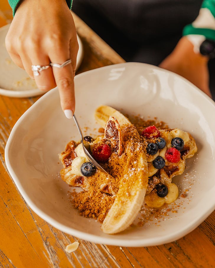 We tuck into the banana croffle at Chur Bae, one of the best spots for breakfast in Auckland CBD.