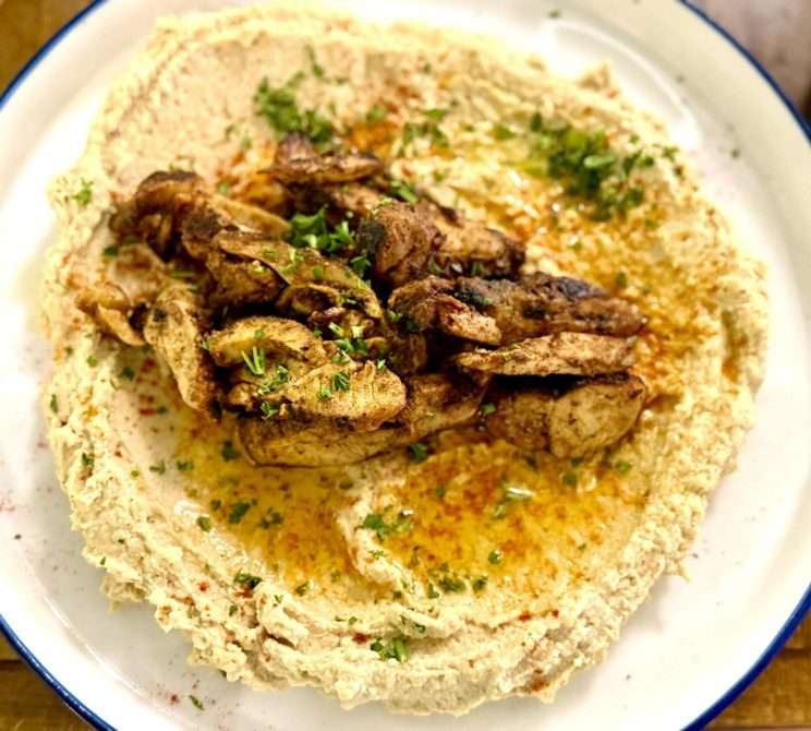lemon humus with chicken shawarma