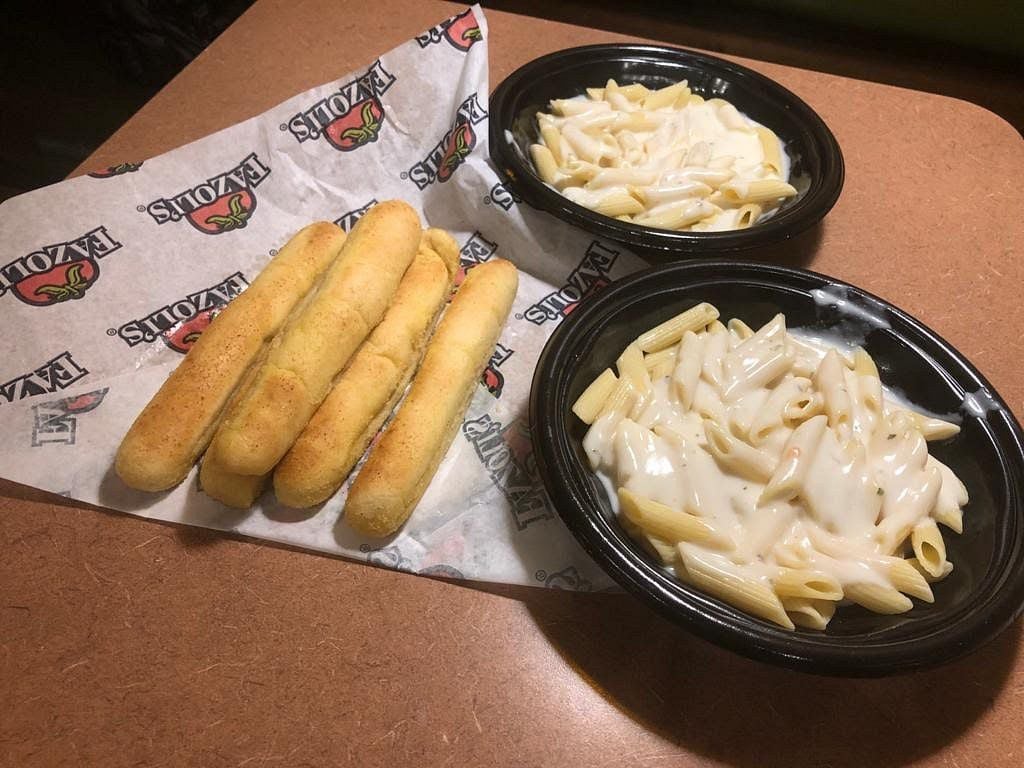 Fazoli’s pasta and breadsticks