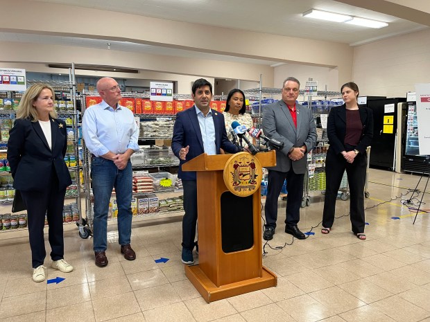 Montgomery County Commissioners’ Chairman Neil Makhija makes remarks on Sept....