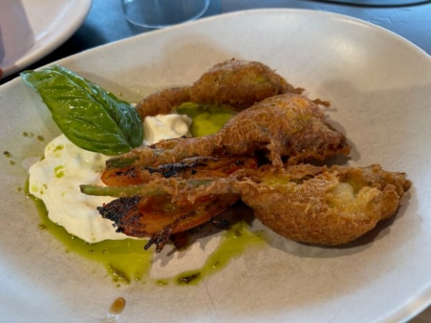 Zucchini flowers at L’antica Pizzeria Da Michele in Long Beach...