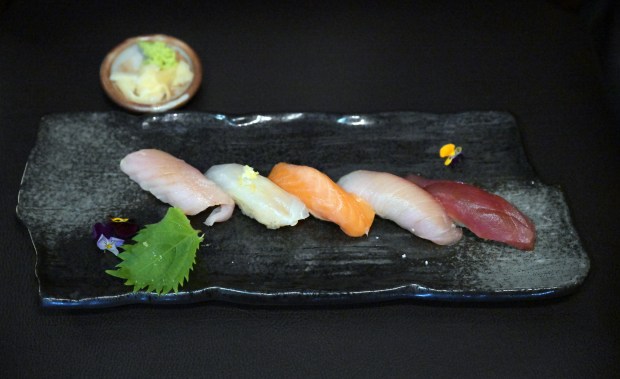Different types of nigiri at MaruJun in San Rafael. (Sherry...