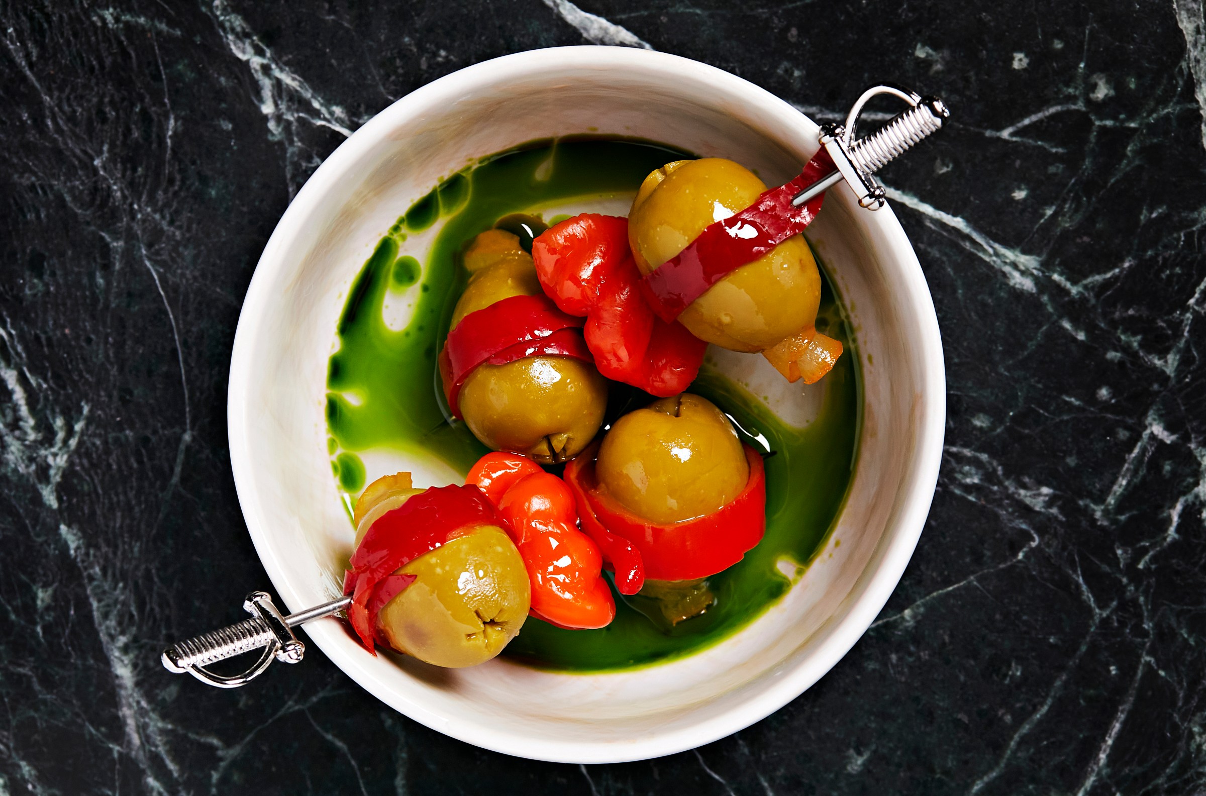 Local olives stuffed with preserved citrus.