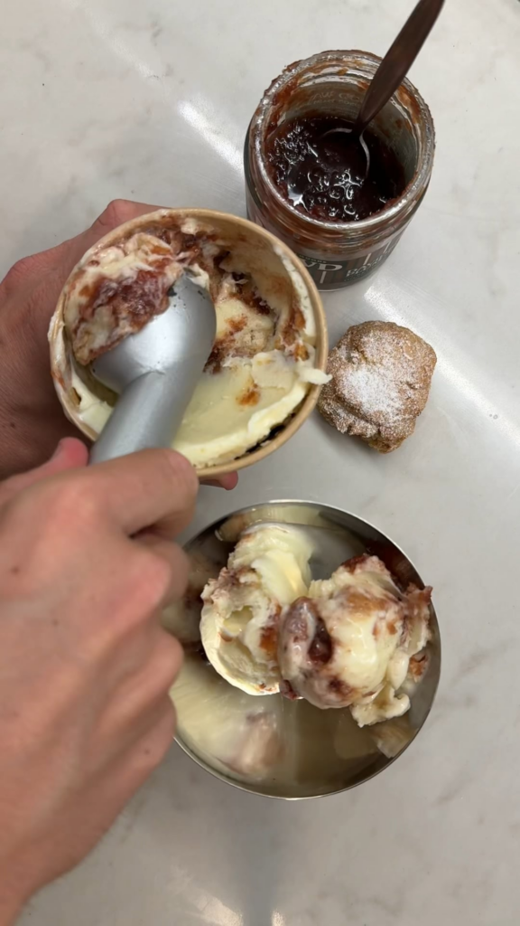Mascarpone with Plum Jam & Amaretti Biscuits