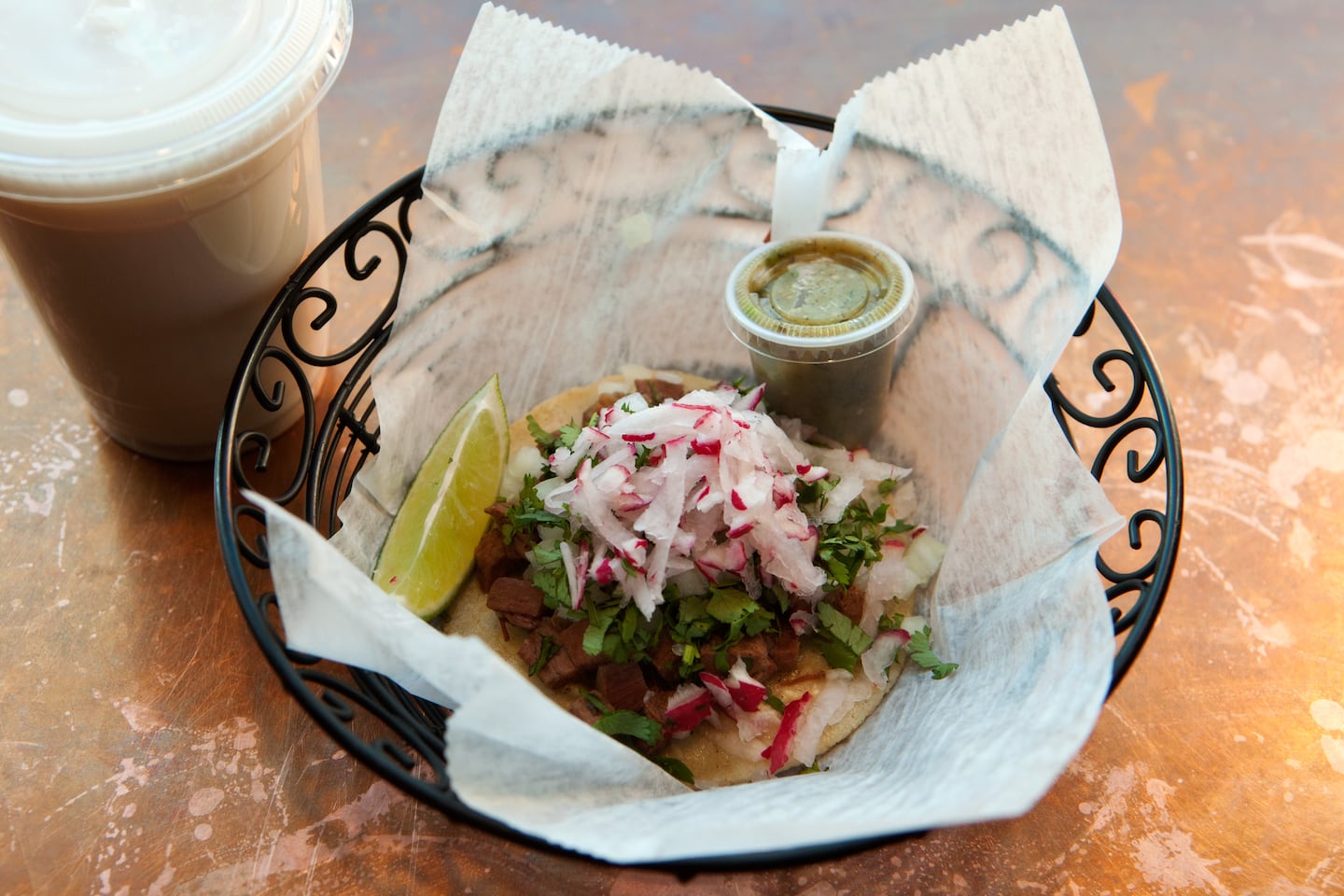 A lengua taco at Chilacates.