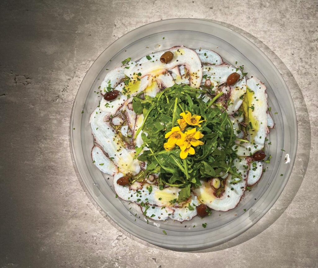 Octopus carpaccio. Photo courtesy of Giordi