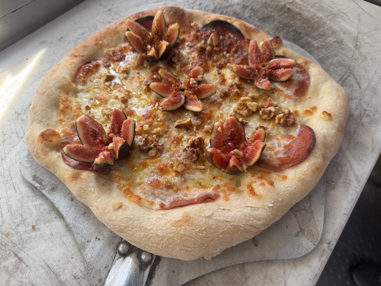 Fig and salami pizza. Photo by Robert Eliason.