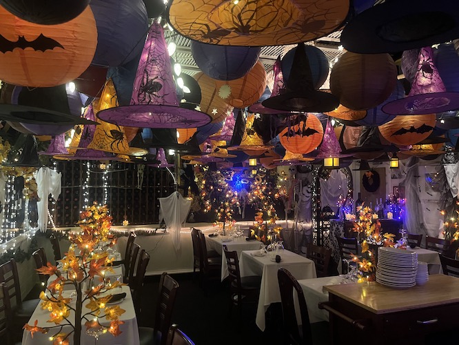a halloween party at a restaurant