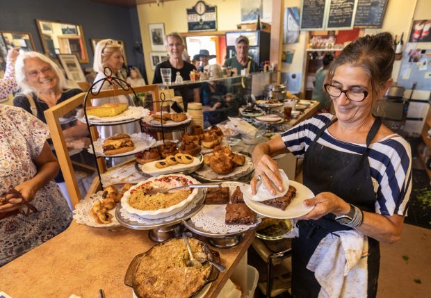 Owner/chef Stephanie Rastetter starts her day at 1:30 am creating fresh pastries and French cooking out of a tiny kitchen at Water Street Bistro Thursday, August 29, 2025 in Petaluma. (John Burgess / Press Democrat)