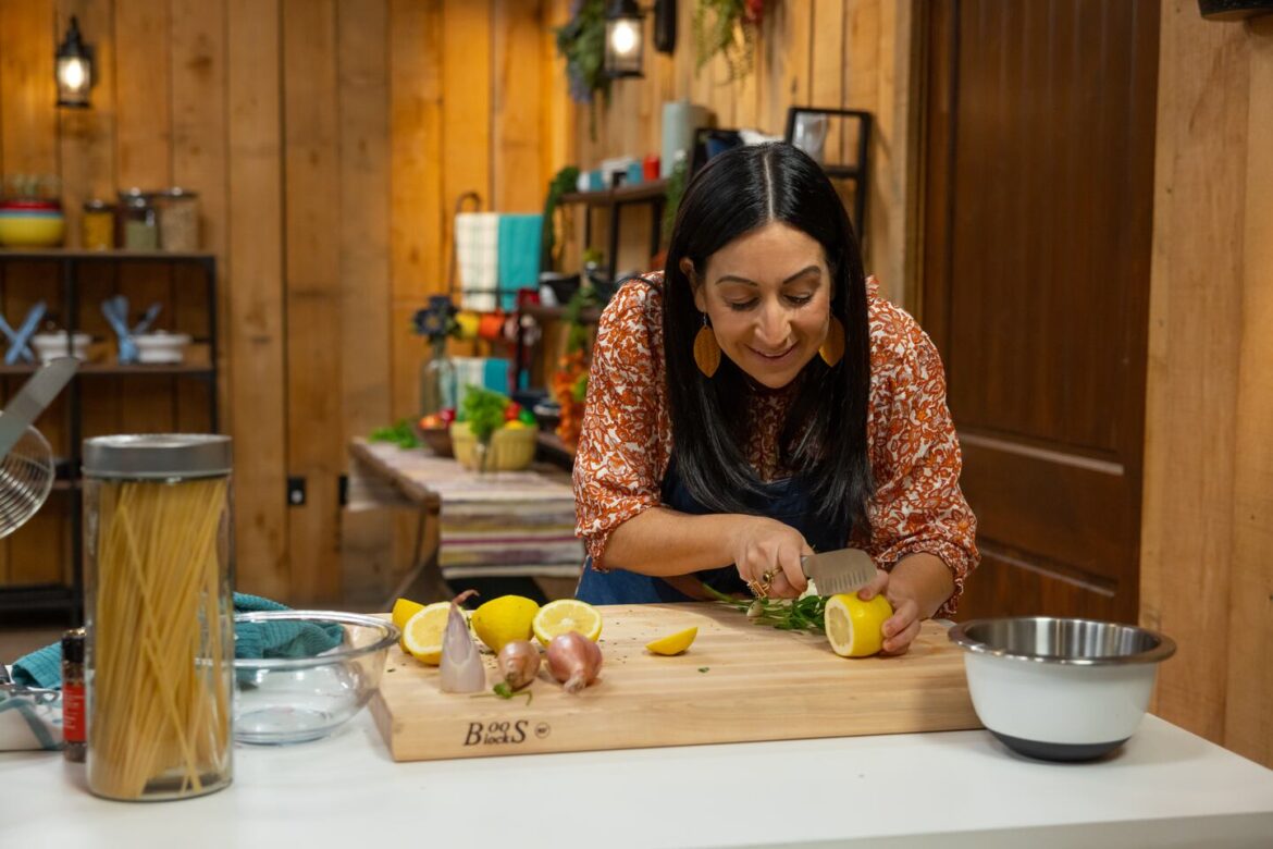 Franklin resident Marcella DiChiara on season three of "The Great American Recipe," a cooking competition show. The new season premieres Monday on PBS.