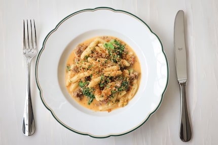 Cavatelli with pork sausage and broccoli rabe is one of four pastas at French-Italian...