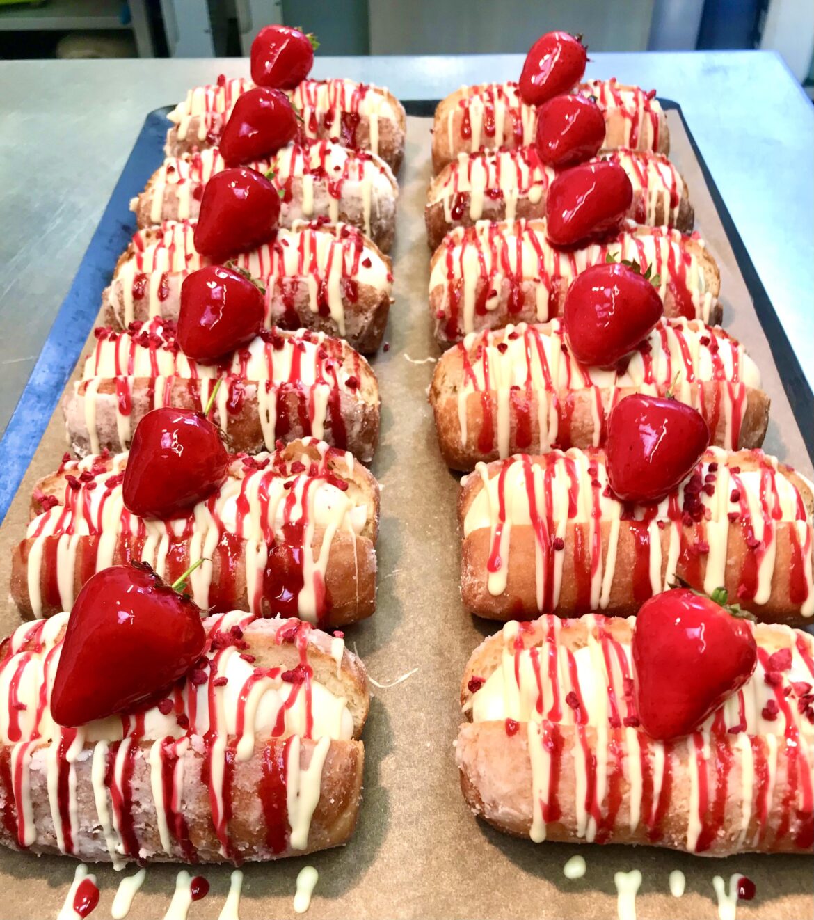 Strawberry and Vanilla Finger Donuts