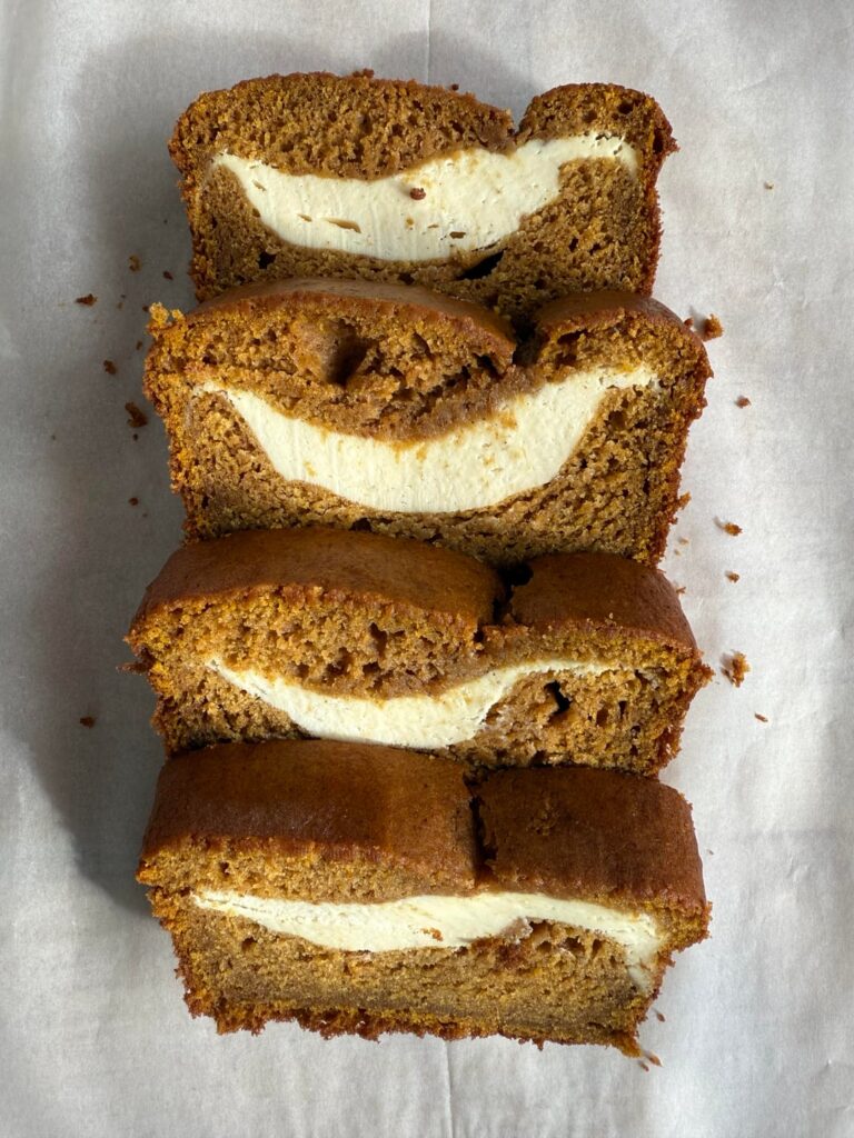 cream cheese swirl pumpkin bread!!