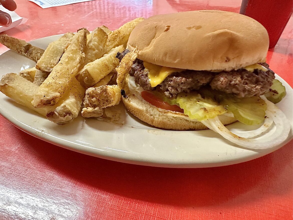 Cheeseburger and fries from Osyka