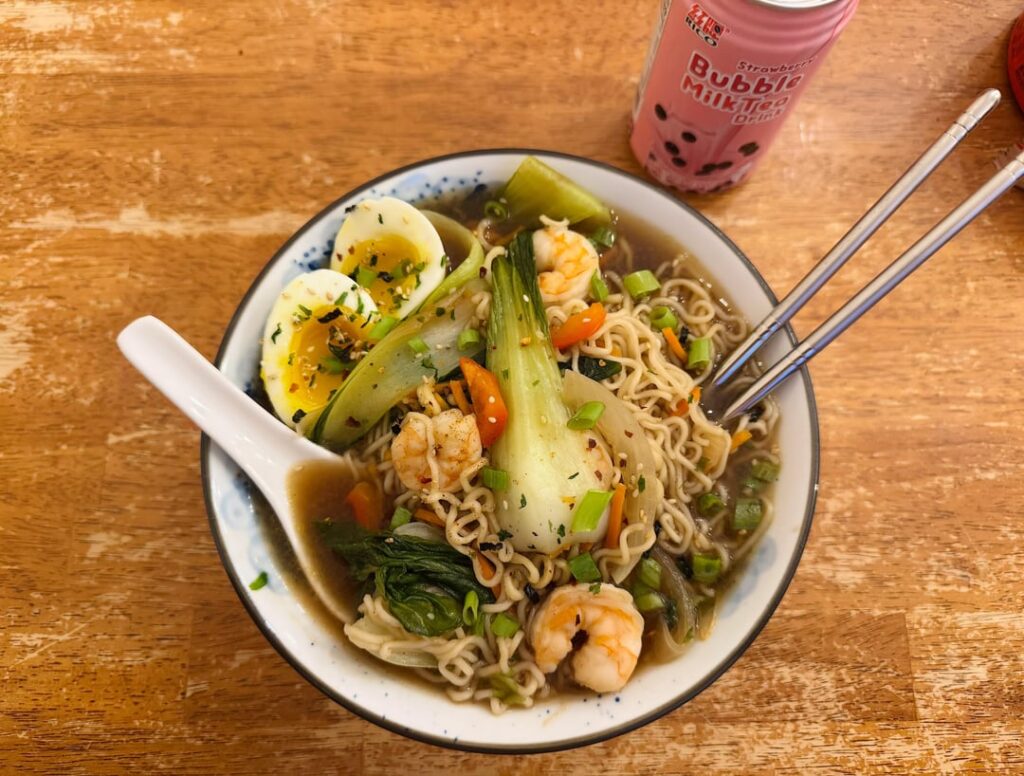 Upgraded Packet Ramen with Potstickers