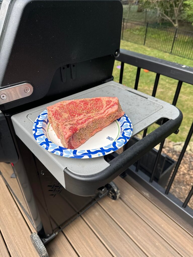 T bone on grill