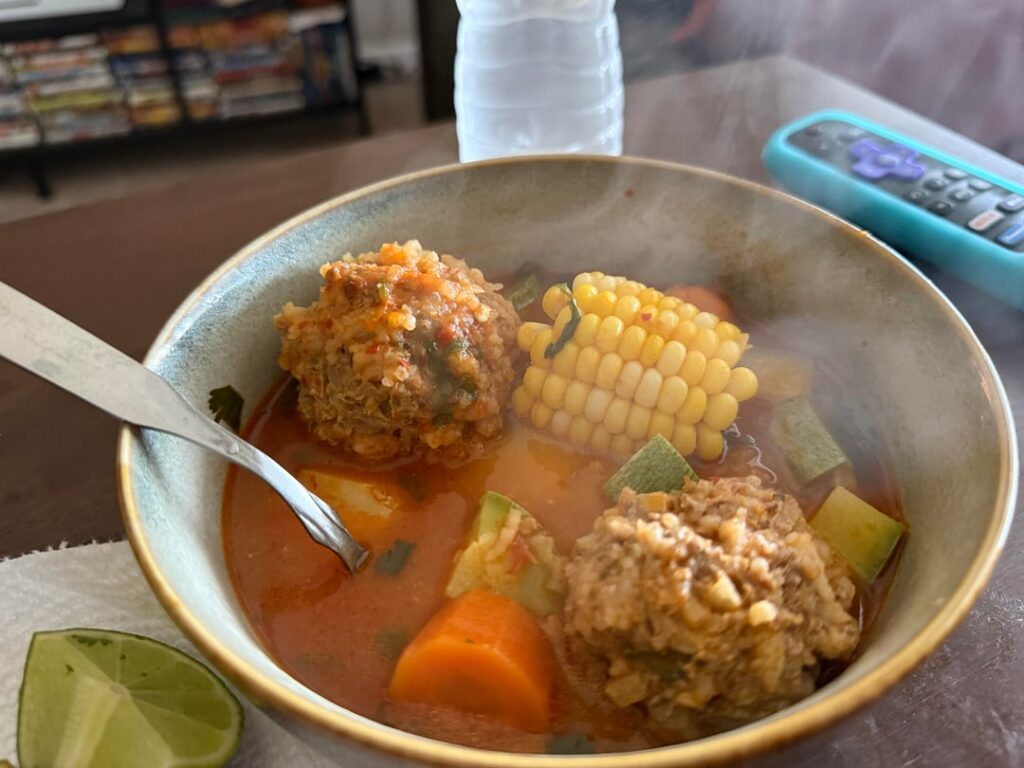 It was so hot today, so of course I made some sopa de albondigas 😋