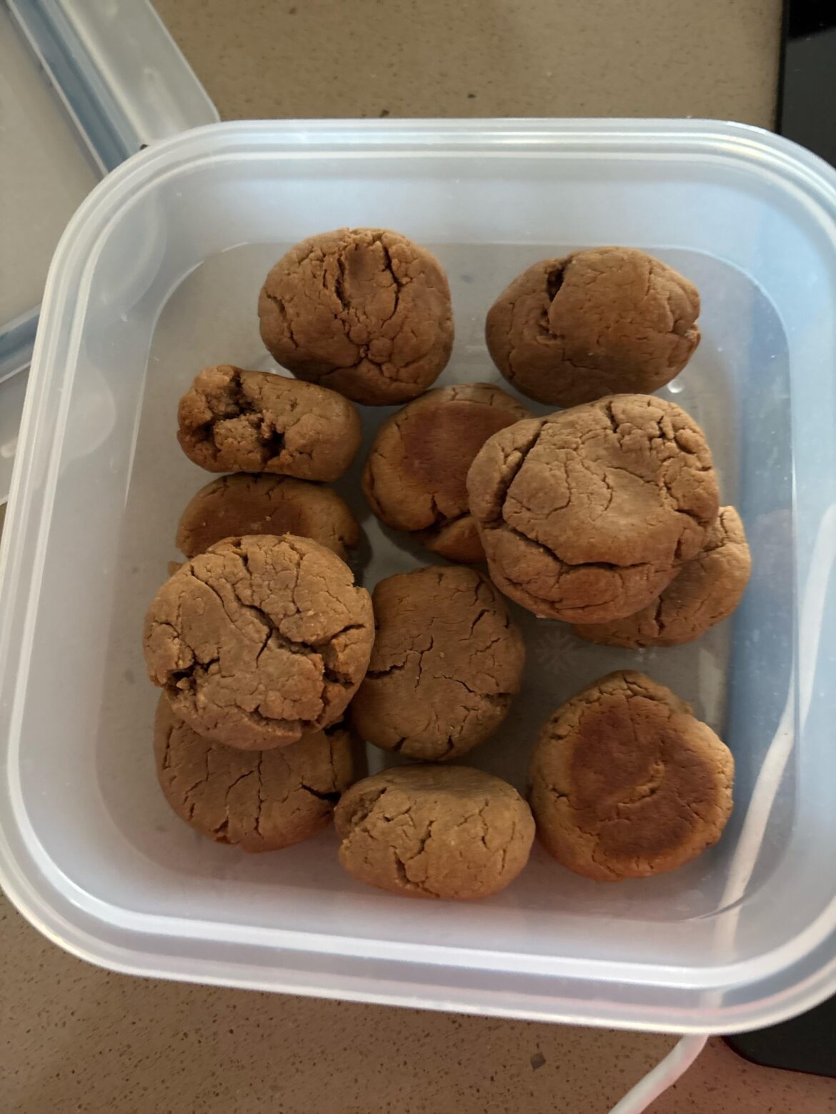 Cookies with chocolate chip cookie protein powder, honey and peanut butter