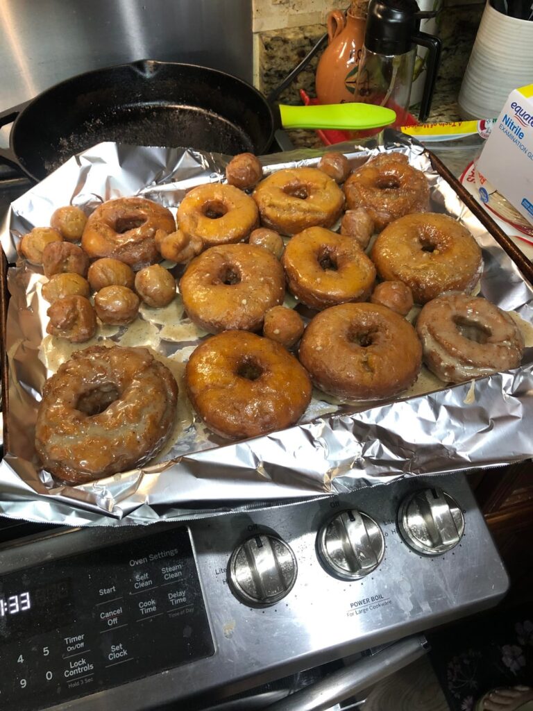 [homemade] old fashioned sweet potato doughnuts with a brown butter honey glaze
