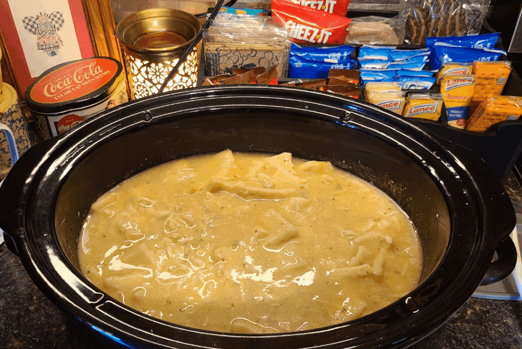 Cool weather and comfort food... Chicken and dumplings.