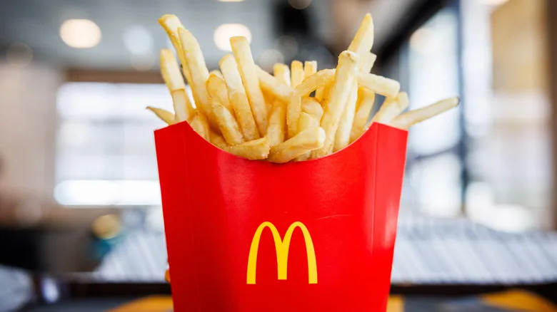 A red sleeve of McDonald's French fries