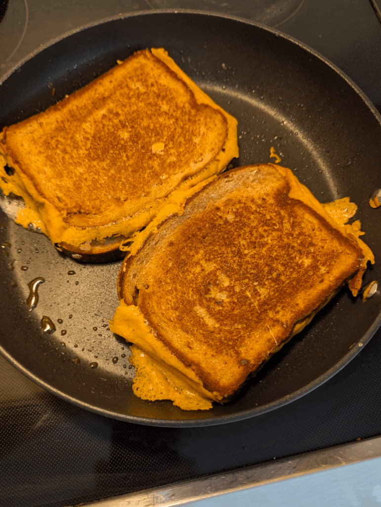 I love the bits of cheese that get crunchy on the edge so now I spill over on purpose...