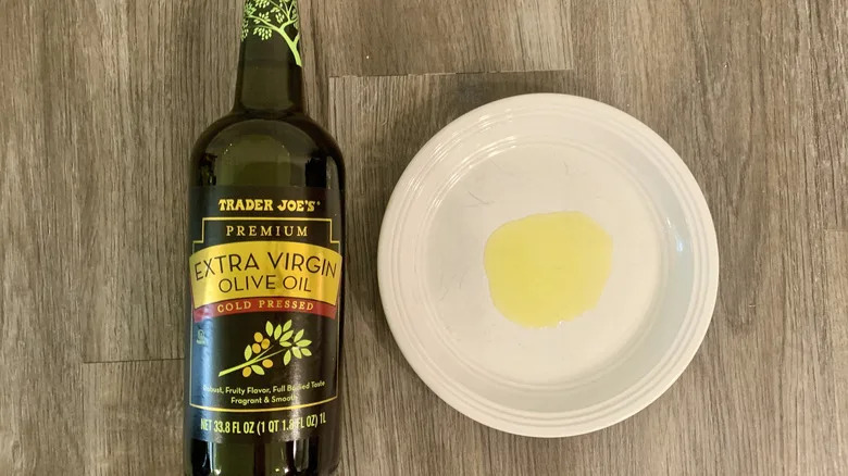 Trader Joe's premium olive oil on table