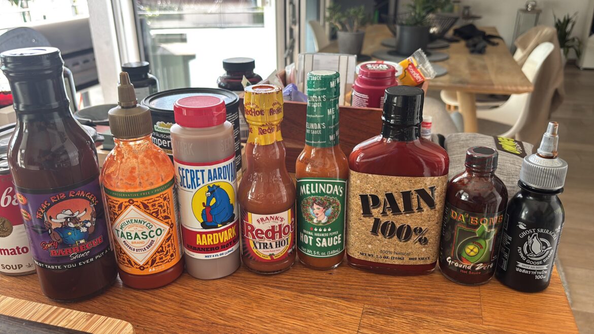 New haul. Finally found a decent place to sell hot sauce for a reasonable price here in Germany 🥲
