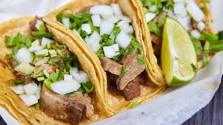 Beef tongue tacos