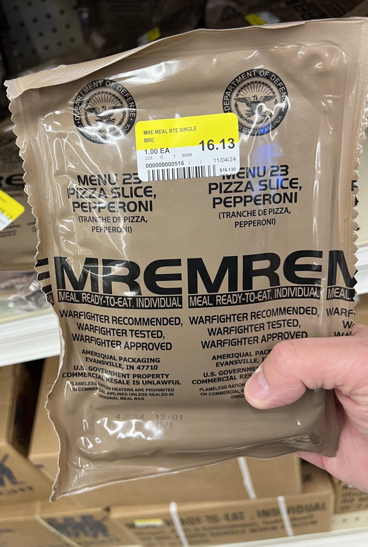 Not sure if the crime is cost…or that there’s a pizza MRE Not sure if the crime is cost…or that there’s a pizza MRE
