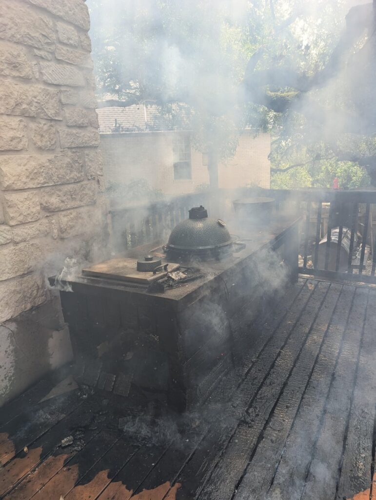 Big Green Egg burned down my deck