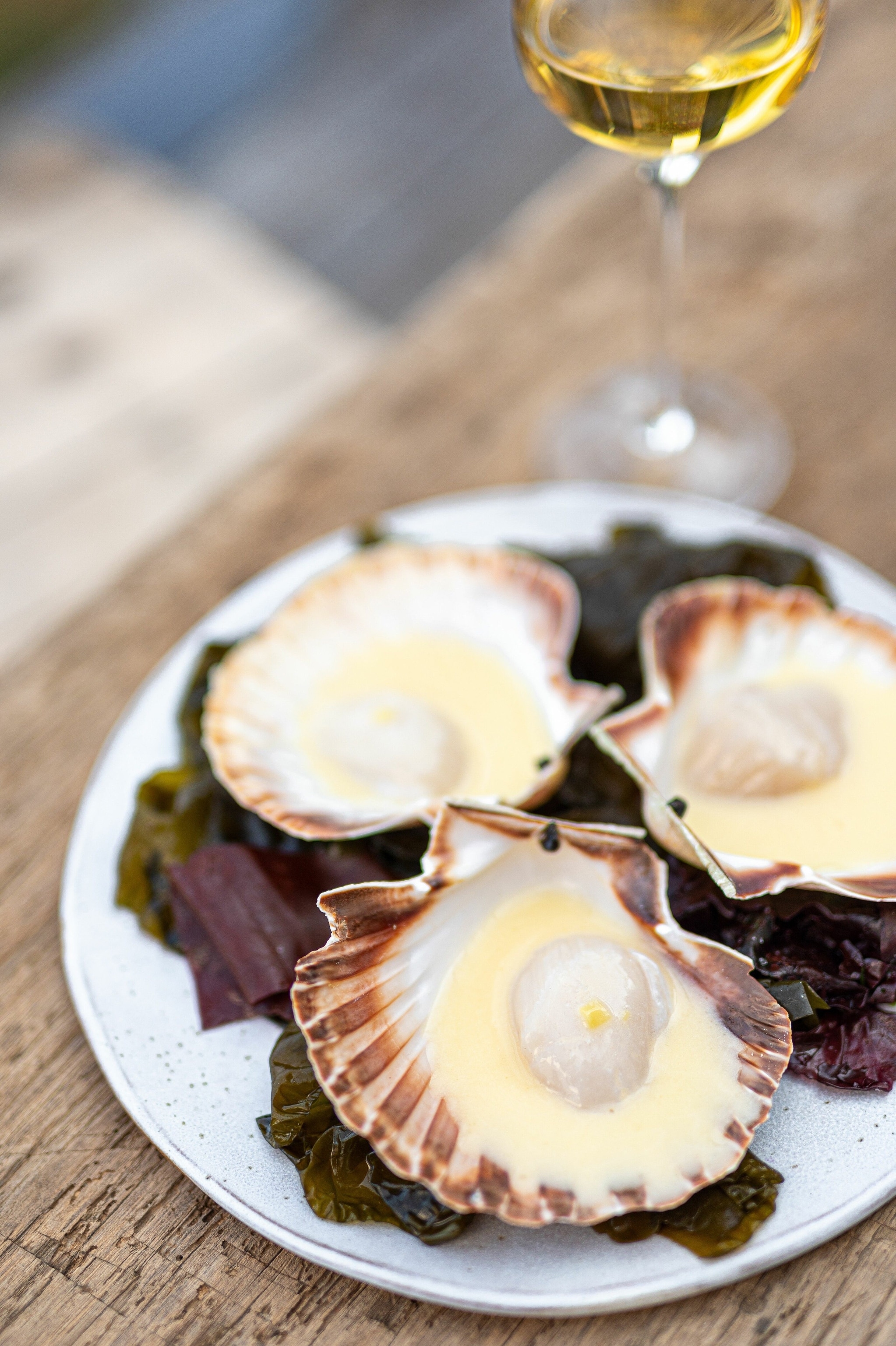 Chef Nicolas Conraux's scallops in their shells with ginger steam.