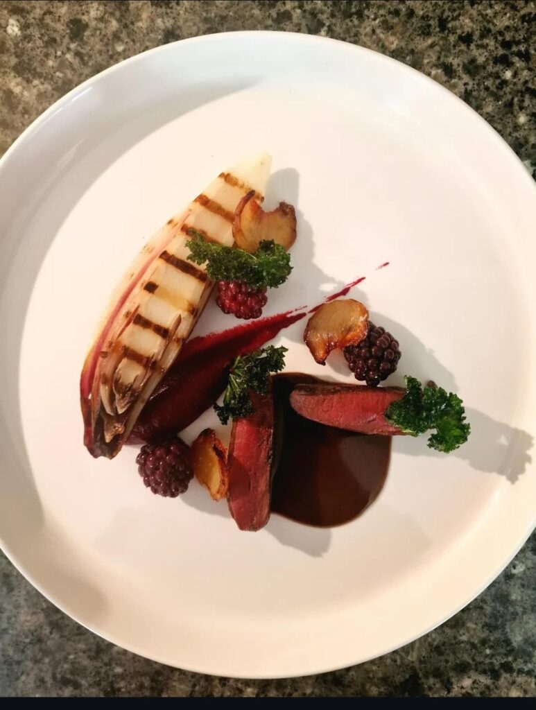 Pan-seared pigeon breast