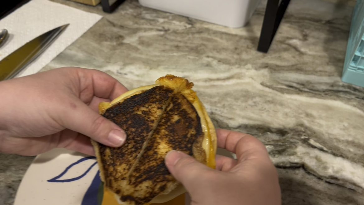 Havarti and sharp cheddar on onion and poppy seed roll