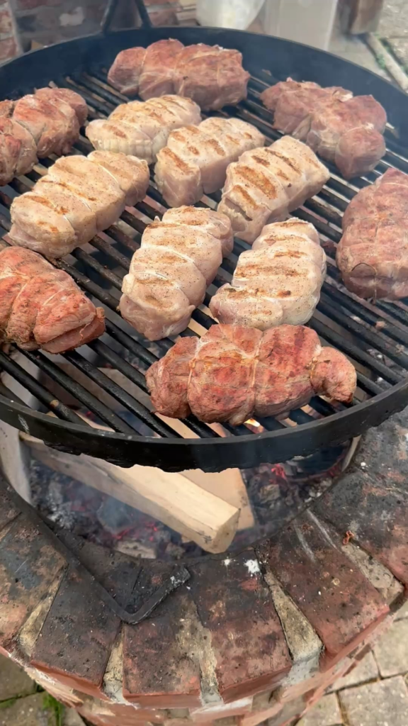 Supper from a home made grill in Germany.