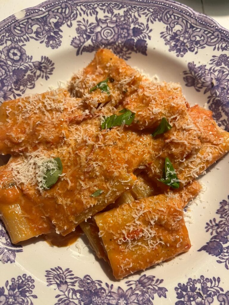 Paccheri with tomato and ricotta sauce