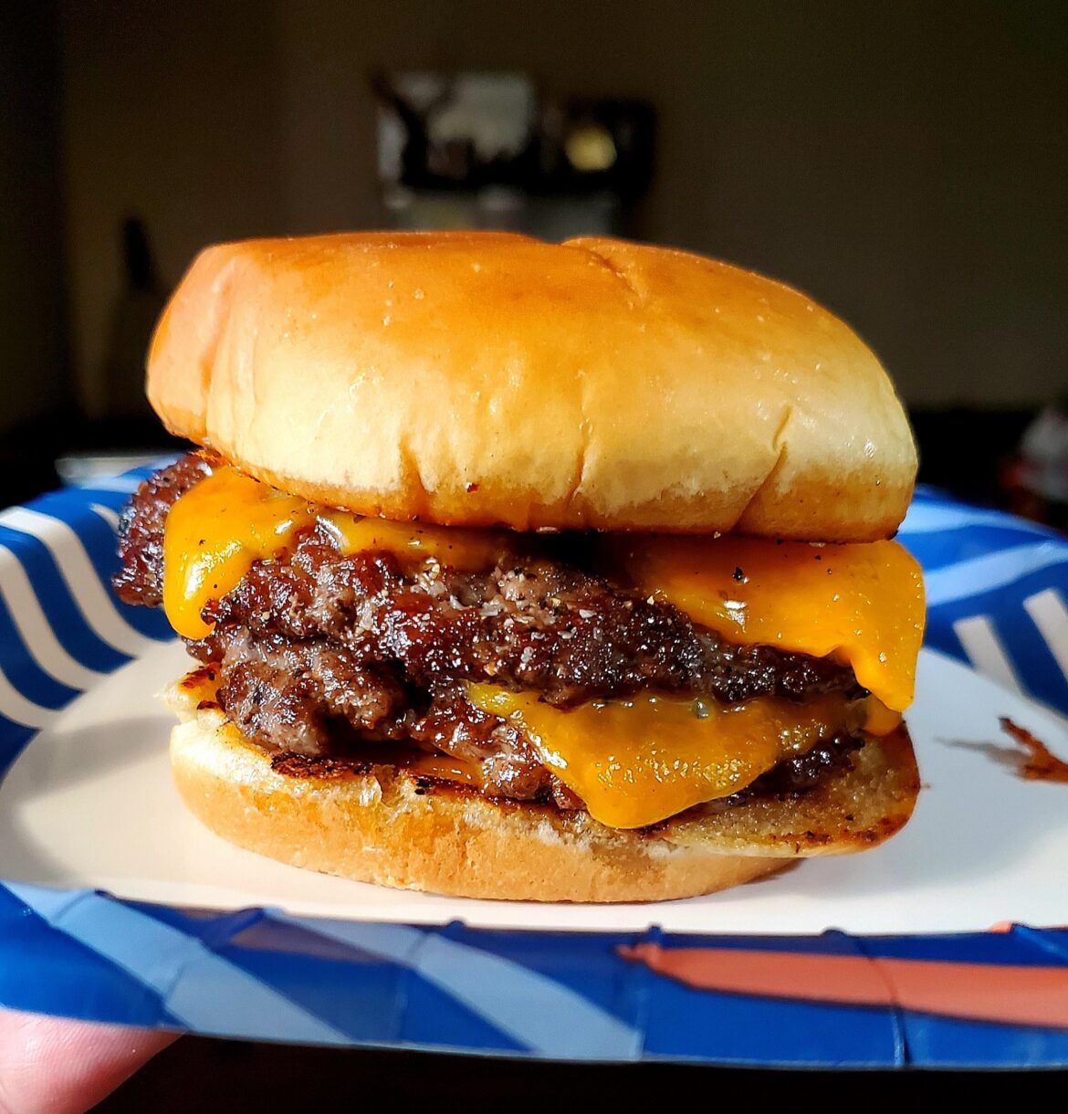 Double... but I didn't have any pickles or onions...