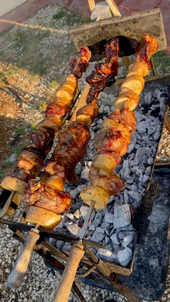 Last cook on Cyprus holiday. Rotisserie lamb with oregano and salt.