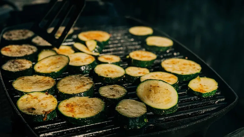 zucchini slices on a grill