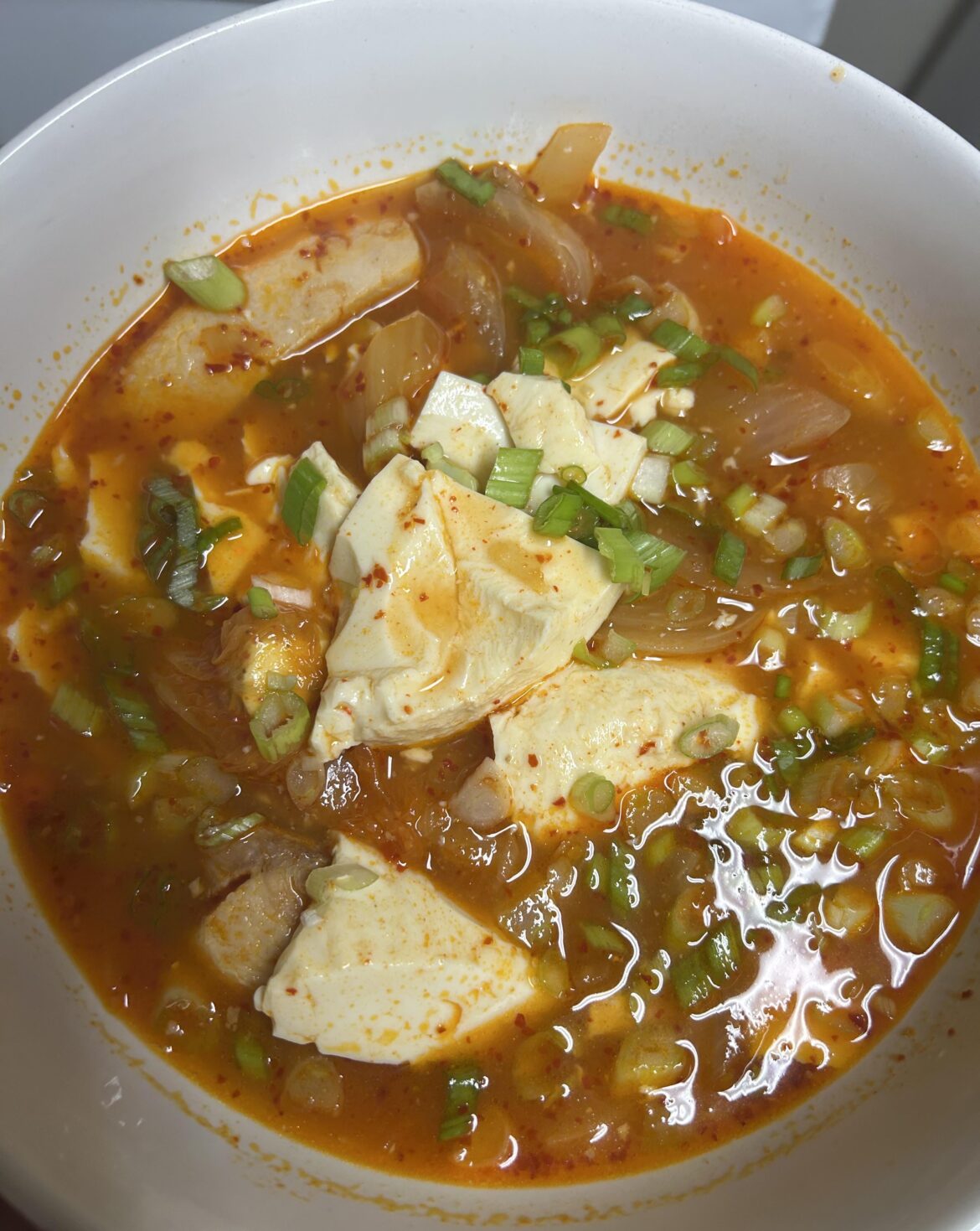 kimchi jjigae with pork belly and silken tofu