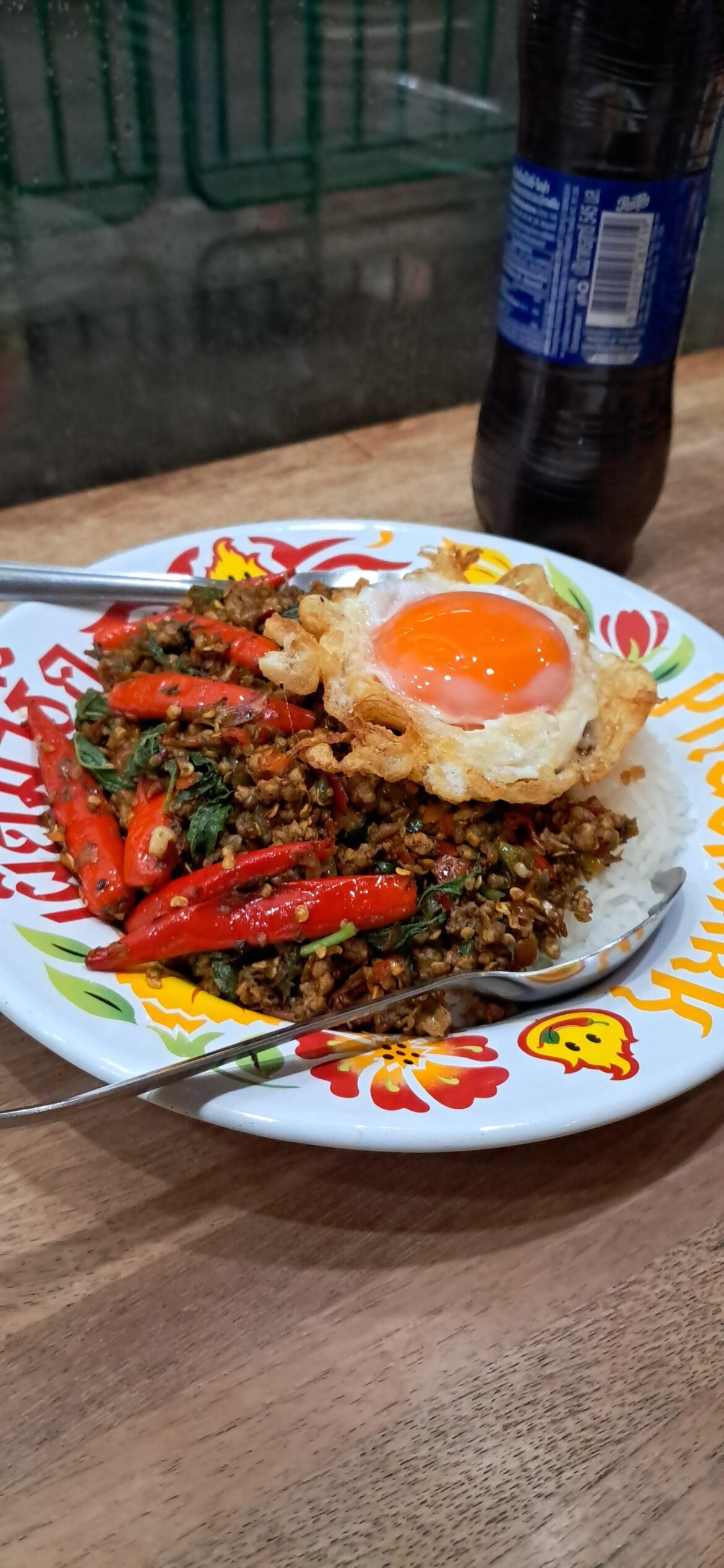 Pad Krapao Thai dish level 10 at Mark Wiens restaurant in Bangkok