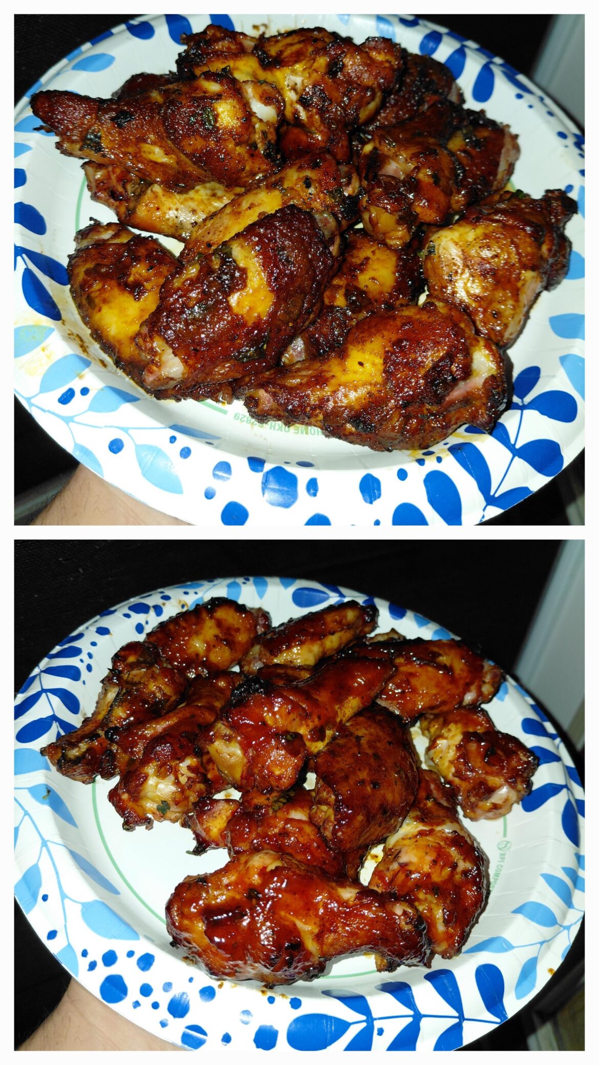 Smoked buffalo up top and smoked bbq on the bottom