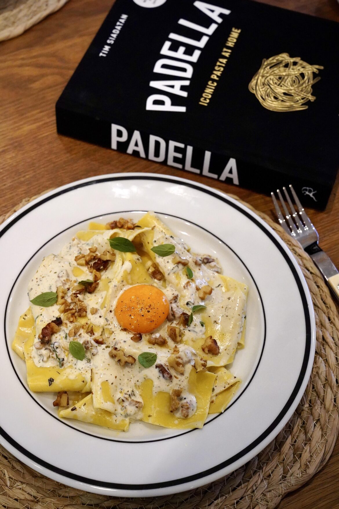 Pappardelle with Marjoram, Crème Fraîche and brown butter Walnuts by Tim Siadatan of Padella Pappardelle with Marjoram, Crème Fraîche and brown butter Walnuts by Tim Siadatan of Padella