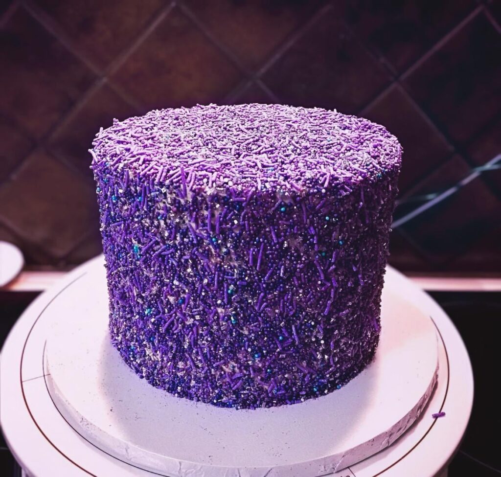 I made this little galaxy sprinkle cake because I fell in love with these sprinkles!