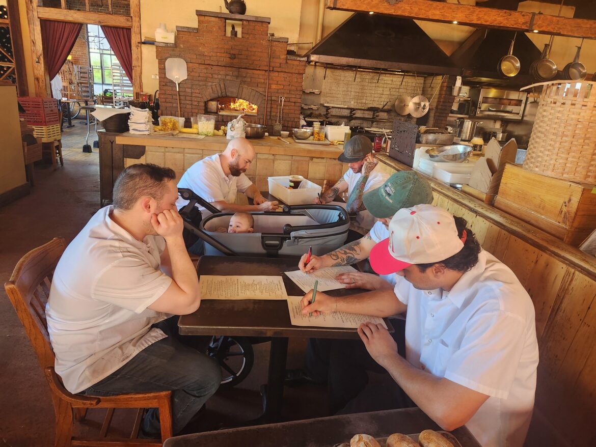 Notice the little guy tuned in on our menu meeting.