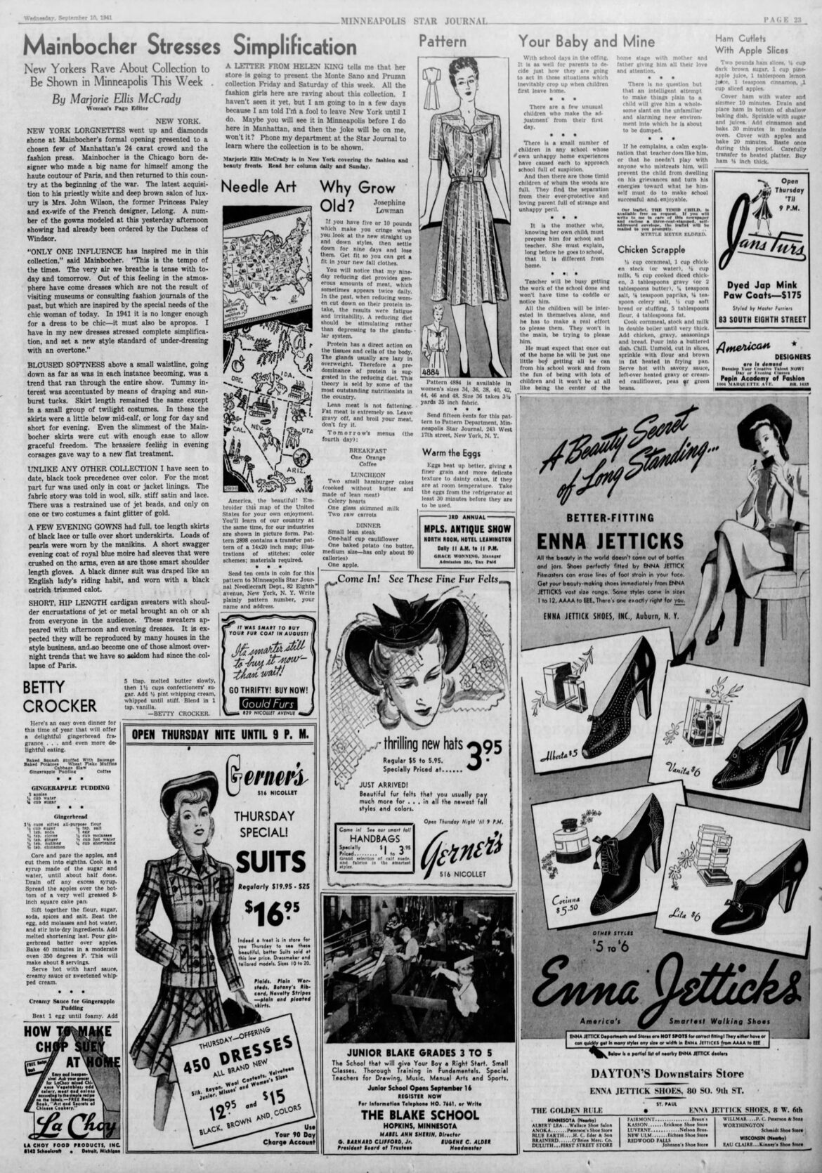 September 10, 1941: Gingerapple Pudding, Chicken Scrapple & Ham Cutlets w/ Apple Slices