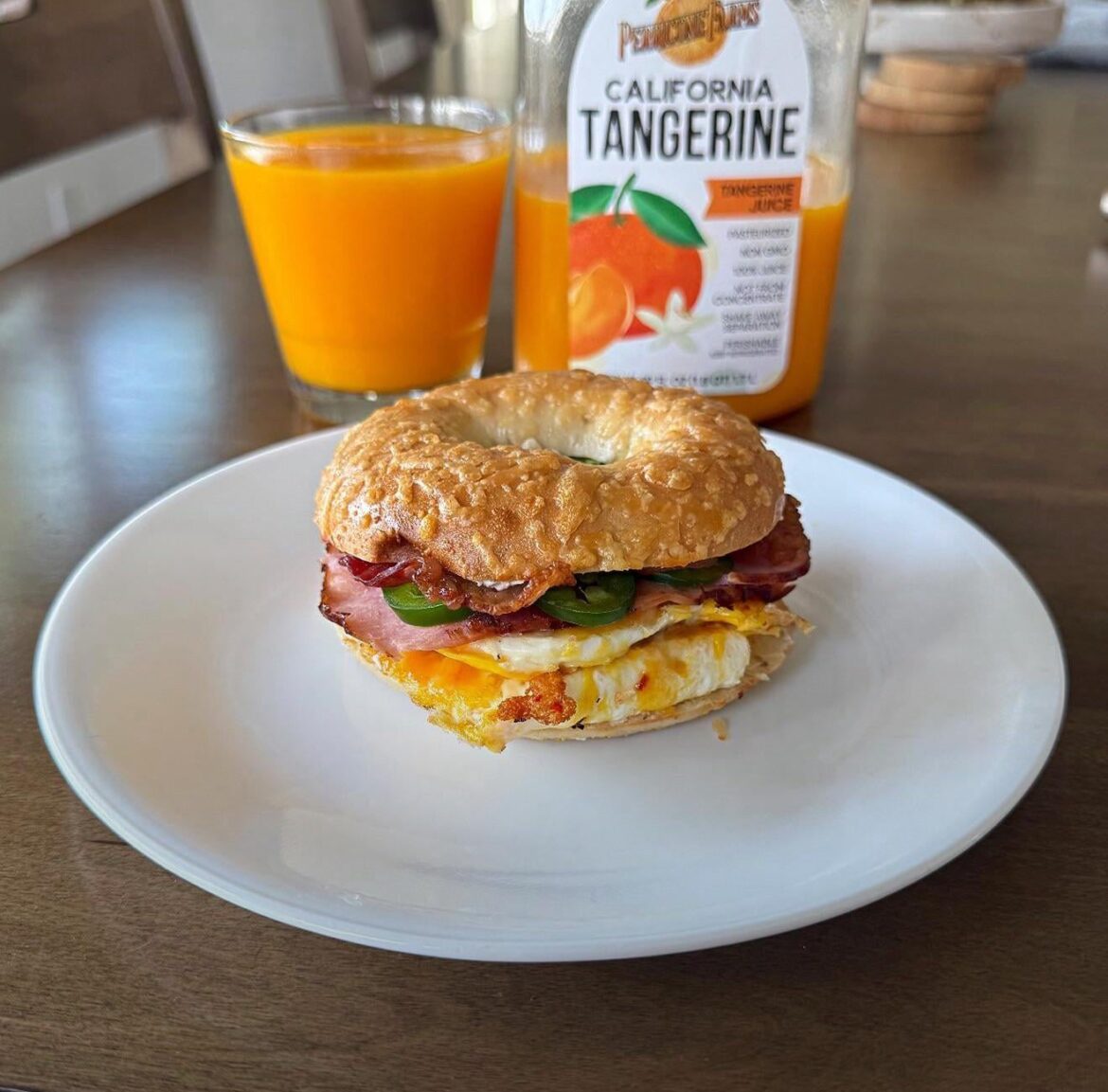 A proper bagel breakfast sandwich