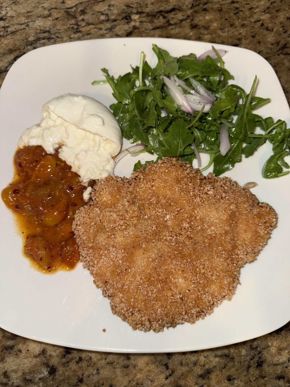 Chicken Milanese with Burrata