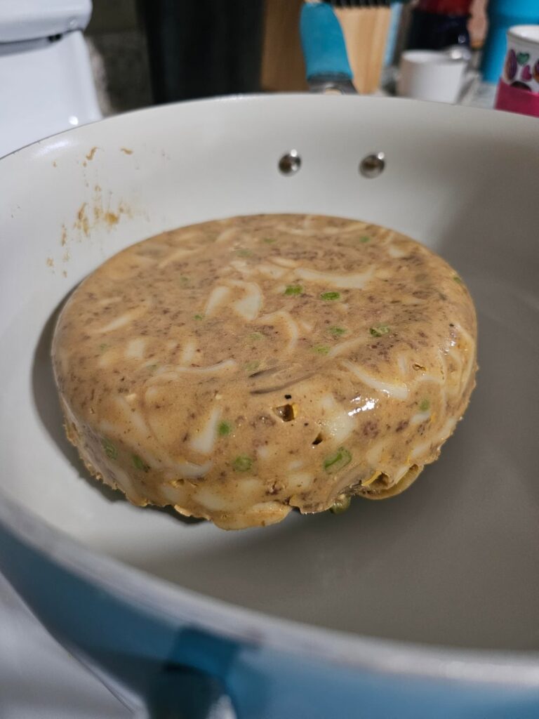 Another hamburger helper leftovers loaf. Pre-milk this time.