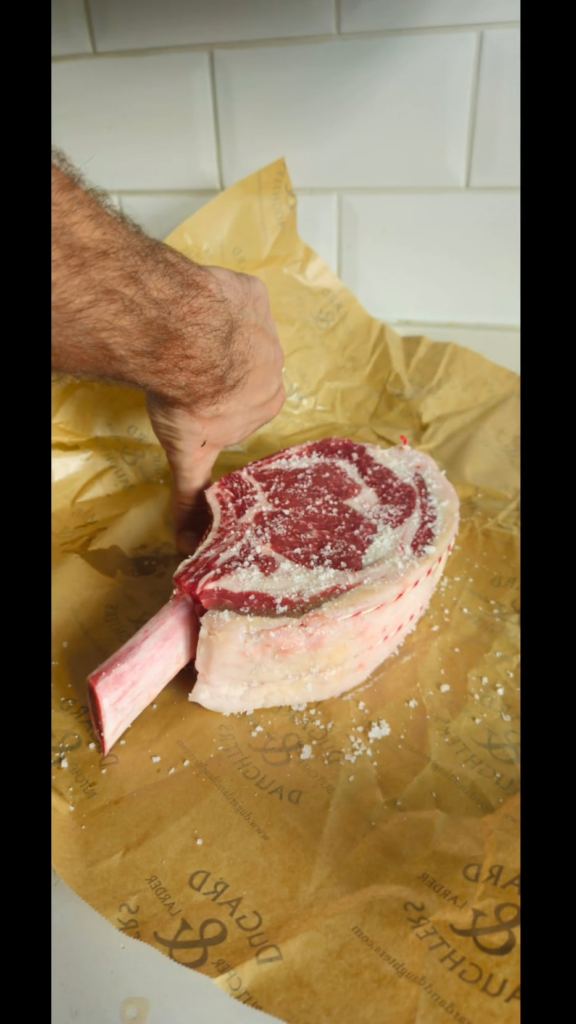 Cooked my first ever dry brined Ribeye steak on my home built asado grill. I have to say, it turned out pretty damn good!